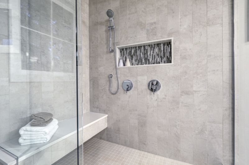 Shower with Built-in Bench and Shelves